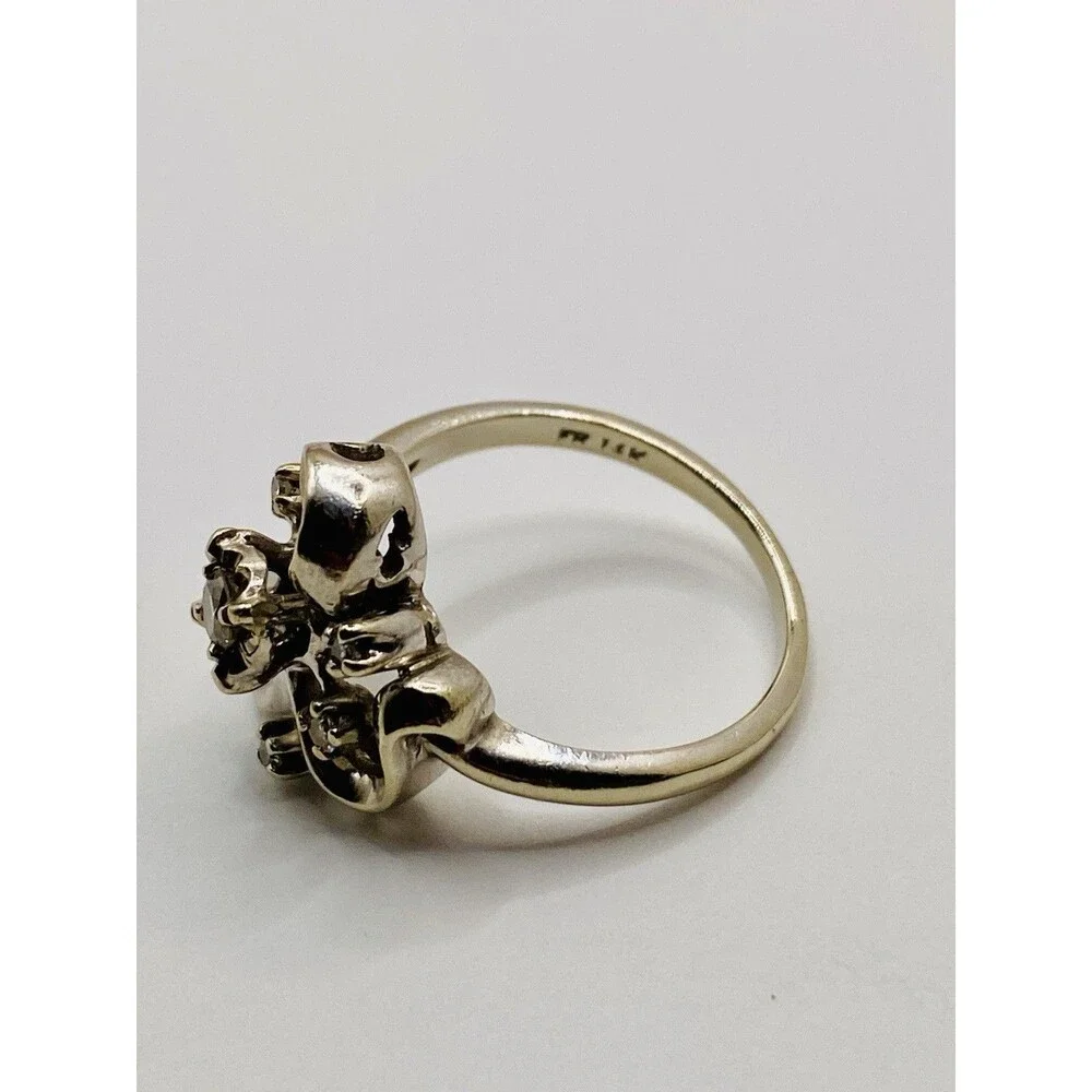 Vintage 14k Solid White Gold 1/4 Ct. Diamond Cluster Ladies Ring Size 5.25
